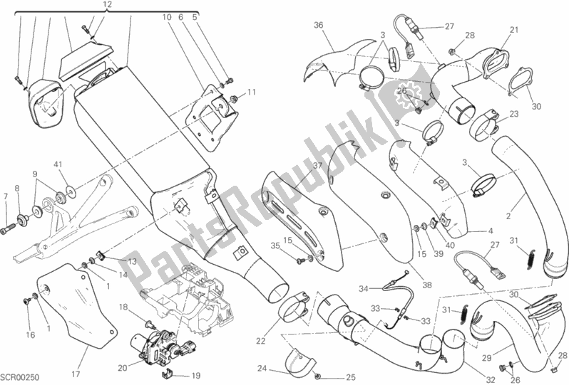 All parts for the Exhaust System of the Ducati Monster 1200 S 2020